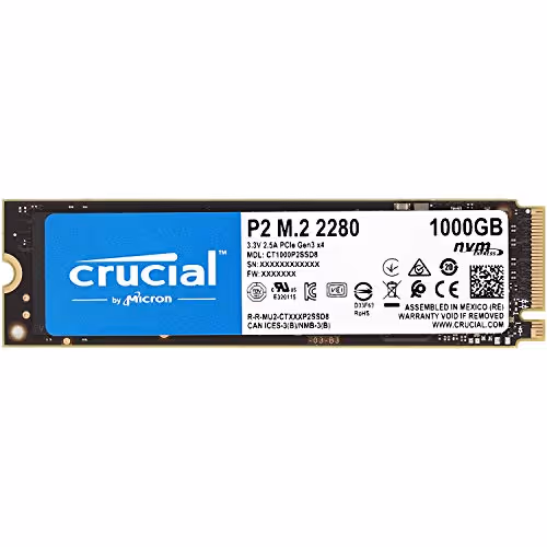 Crucial P2 1TB SSD M.2-2280 PCIe 3.0 X4 NVMe
