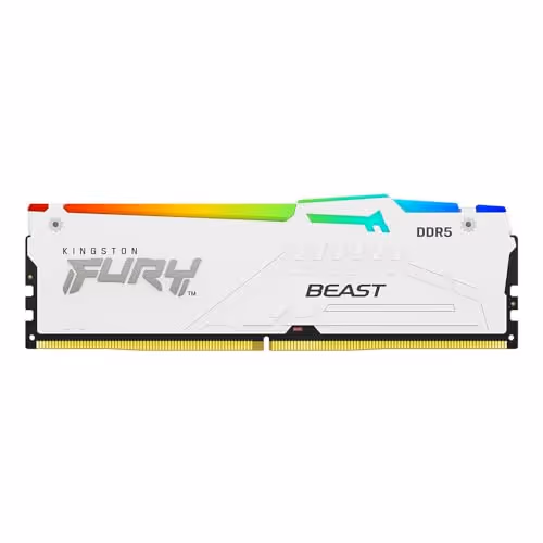 Kingston FURY Beast RGB White 128GB (4x32GB) 5600MT/s CL40 DDR5 XMP DIMM | Overclocking | Plug N Play | Intel XMP 3.0 | Kit of 4 | KF556C40BWAK4-128