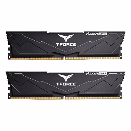 TEAMGROUP T-Force Vulcan DDR5 16GB (2x8GB) 5200MHz (PC5-41600) CL40 Intel XMP 3.0 & AMD Expo Compatible Desktop Memory Module Ram Black FLBD516G5200HC40CDC01
