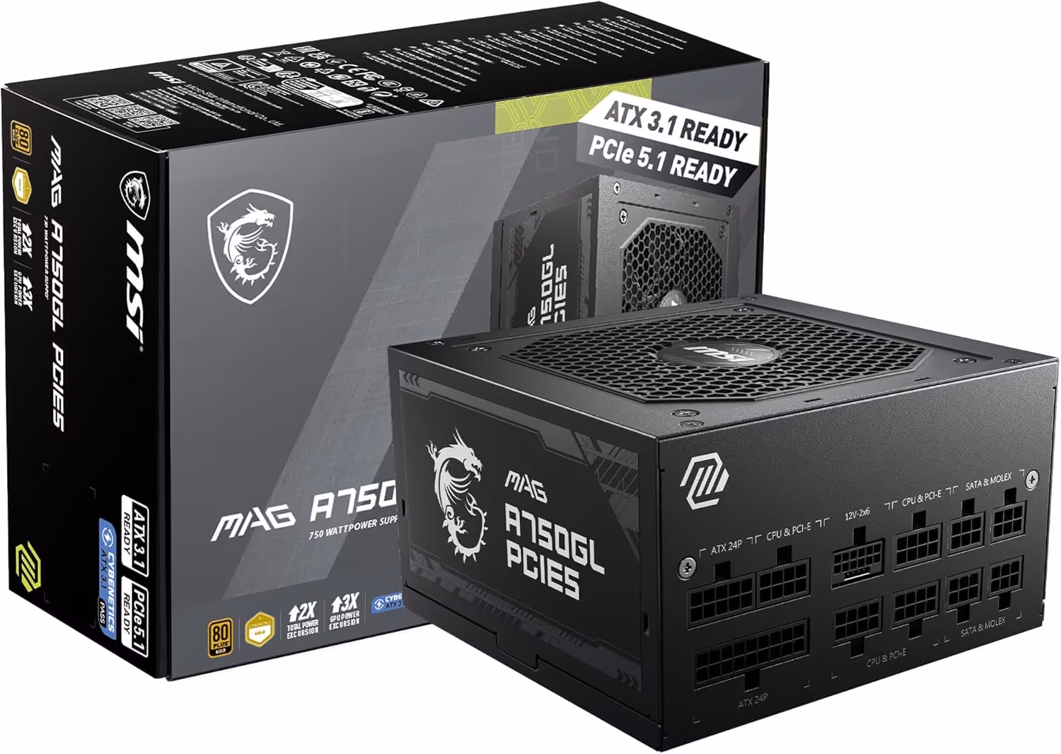 MSI MAG A750GL PCIE5 Black 750W Fully Modular 80+ Gold Certified