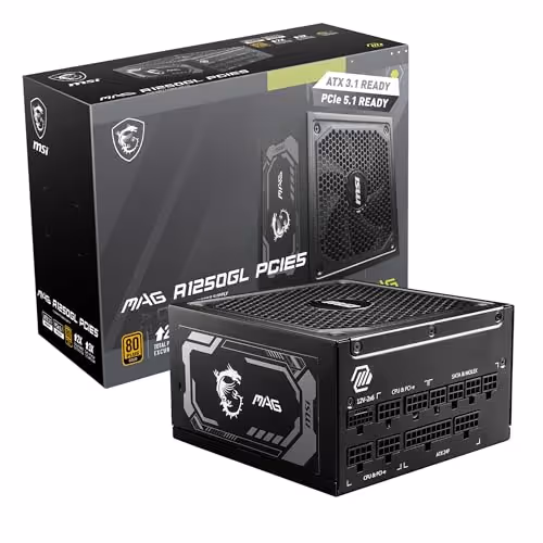 MSI MAG A1250GL PCIE5 Black 1250W Fully Modular 80+ Gold ATX