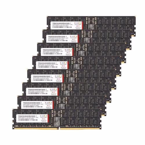 V-Color ECC Registered DIMM 512GB (8x64GB) DDR5 6000 CL36 Black