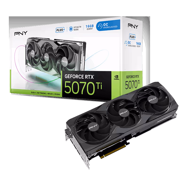 PNY Triple Fan Plus OC GeForce RTX 5070 Ti 16GB GDDR7 Black