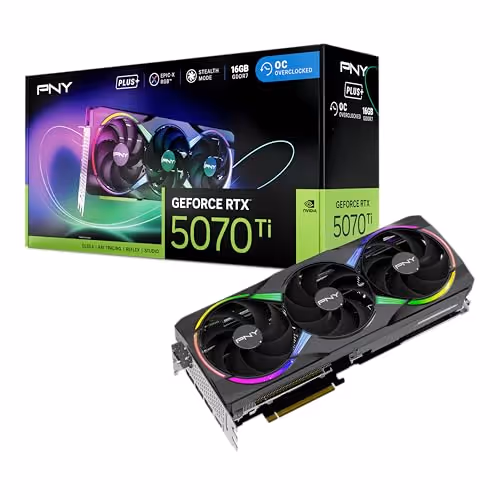 PNY GeForce RTX 5070 Ti 16GB EPIC-X RGB Overclocked Triple Fan Plus GDDR7