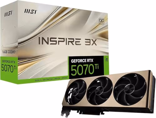 MSI INSPIRE 3X GeForce RTX 5070 Ti 16GB GDDR7 Gold / Black
