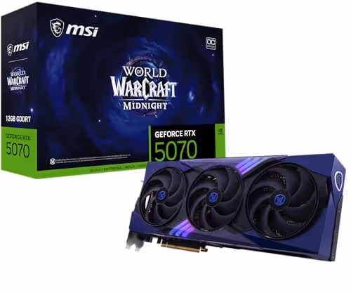 MSI GeForce RTX 5070 12G World of Warcraft MIDNIGHT VOID EDITION OC GDDR7